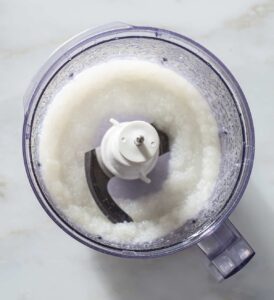 Onion puree in a food processor.