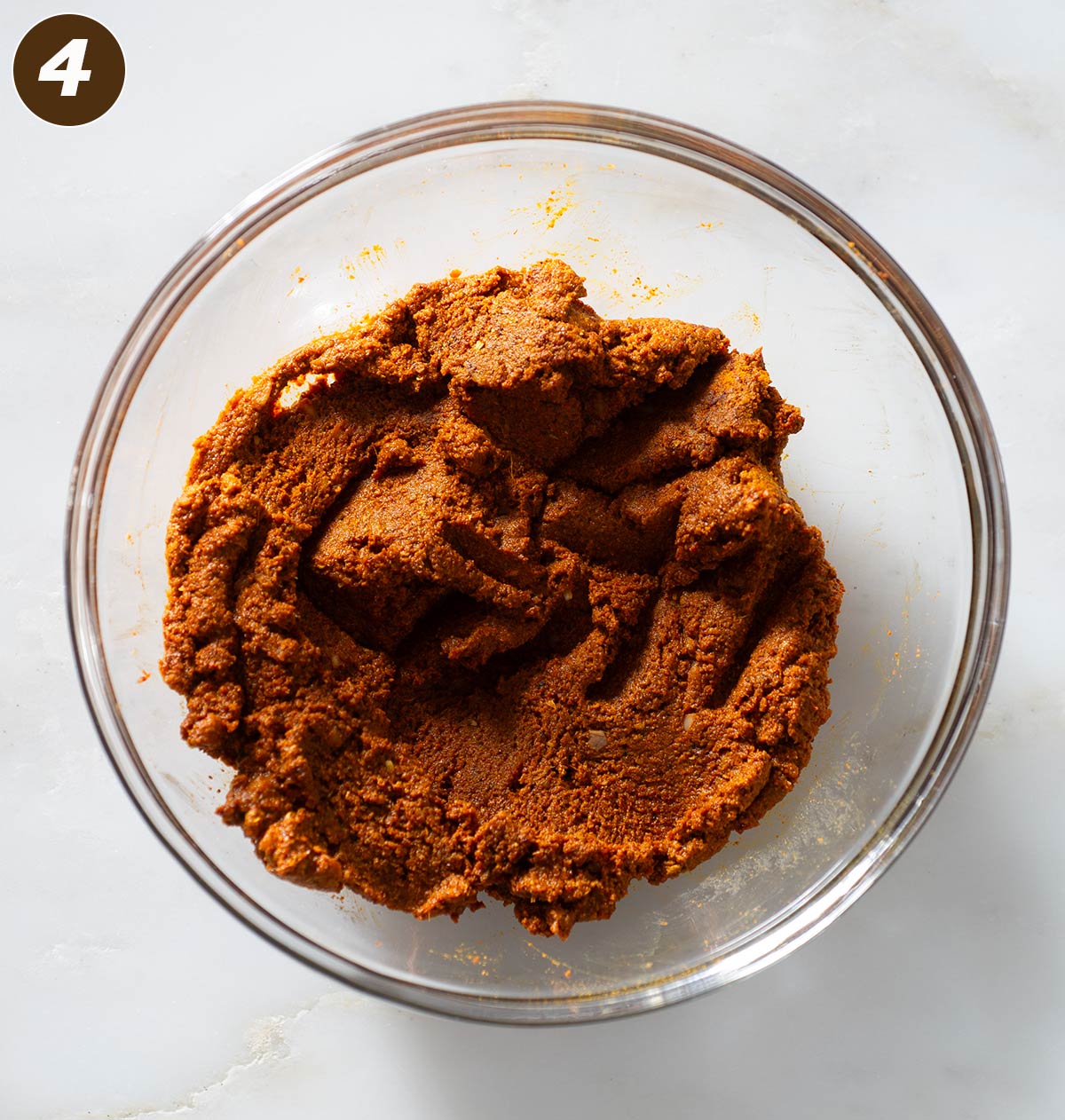 Spice paste in a glass bowl.