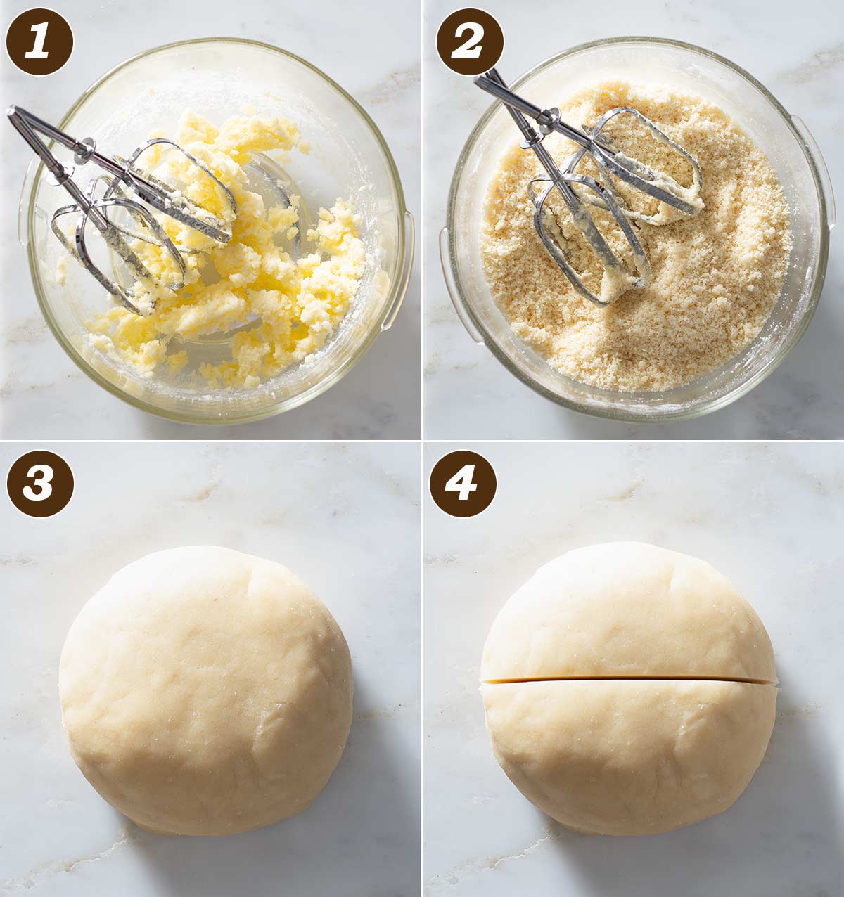 Linzer cookie dough preparation in four steps.