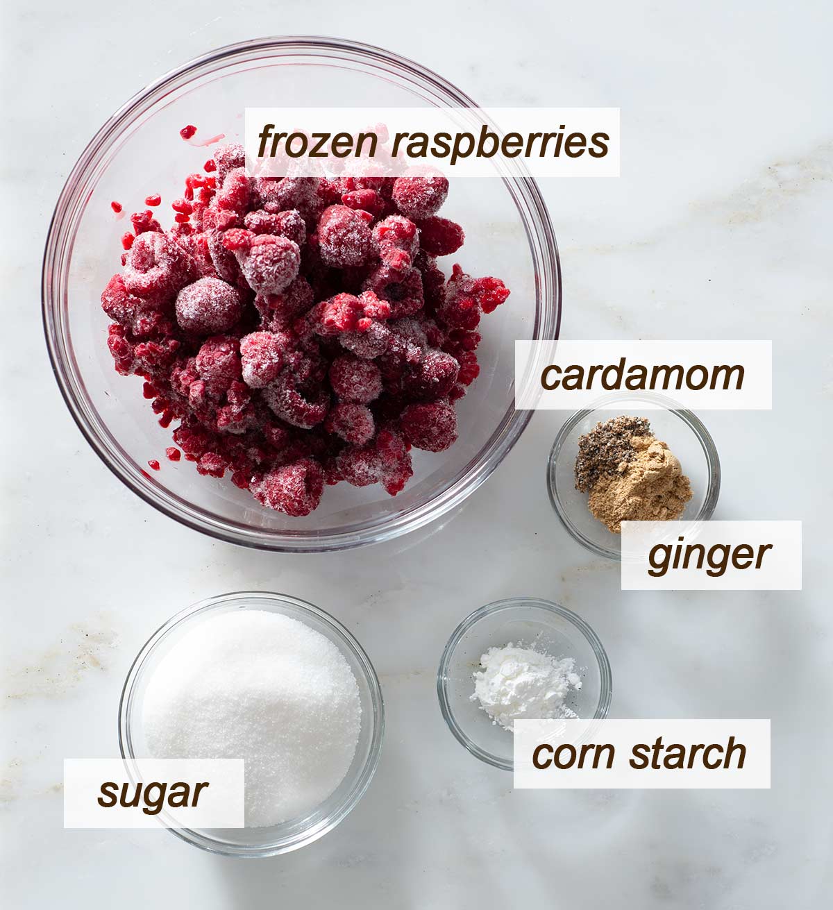Spiced raspberry jam Linzer cookie filling ingredients.