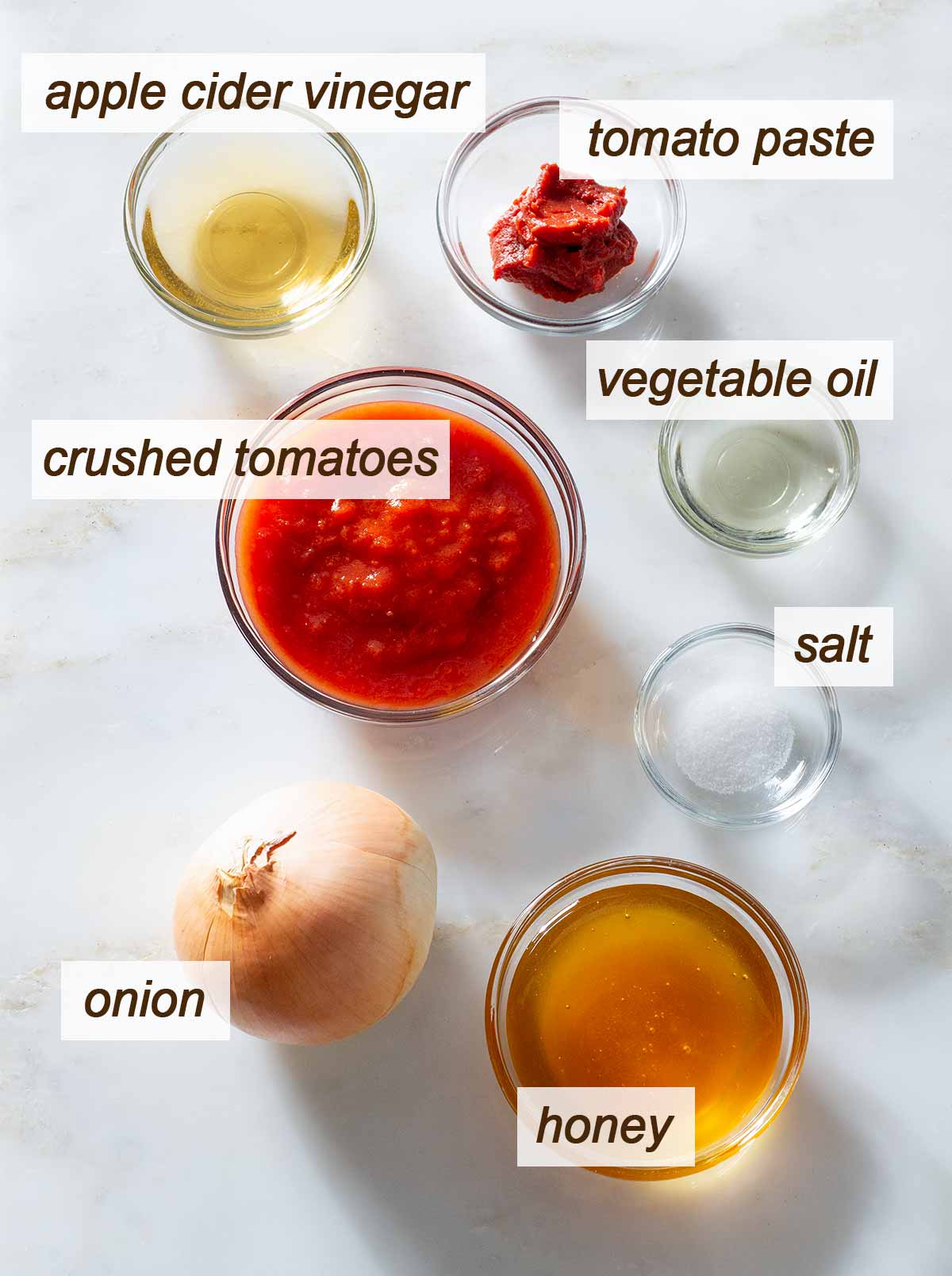 Sauce ingredients on a table.