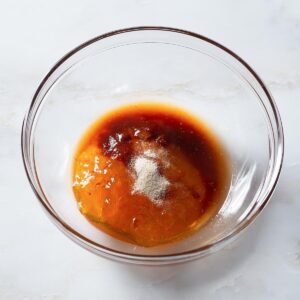 Apricot dipping sauce ingredients in a bowl.