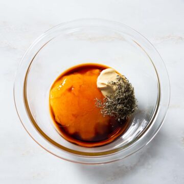 Apricot marinade ingredients in a bowl.