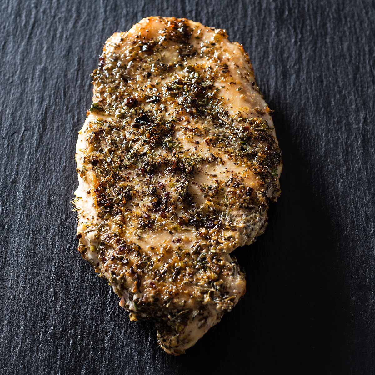Cooked Italian chicken breast.