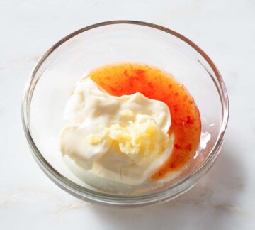 Sweet chili aioli ingredients in a bowl.