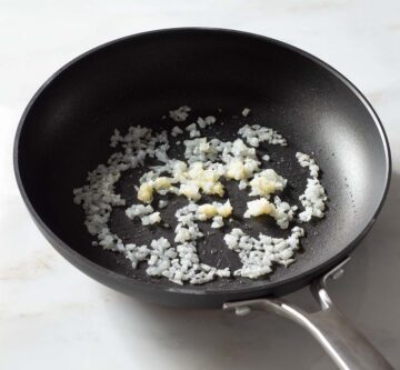 Sauteed onion and garlic in a nonstick pan.