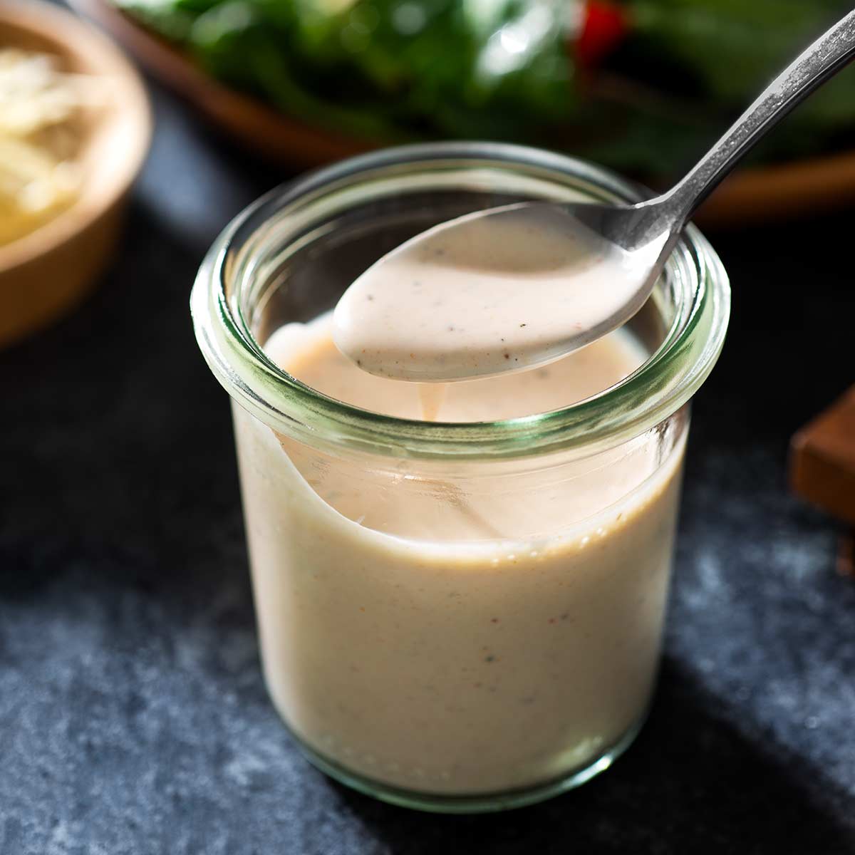 Spicy ranch dressing in a jar.