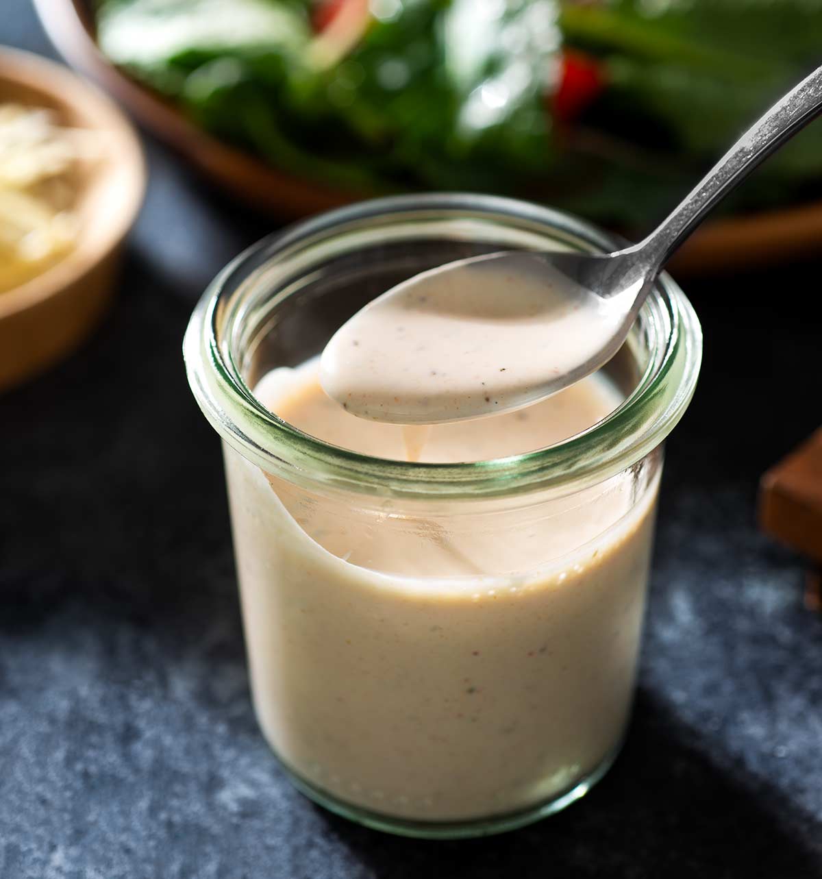 Spicy ranch dressing in a jar.