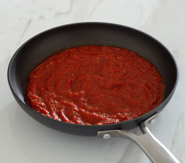 Tomato sauce in a pan.