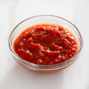 Tomato dipping sauce in a bowl.