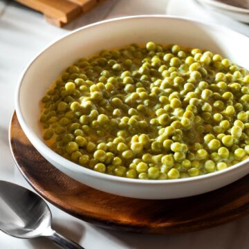 Creamed peas in a bowl.